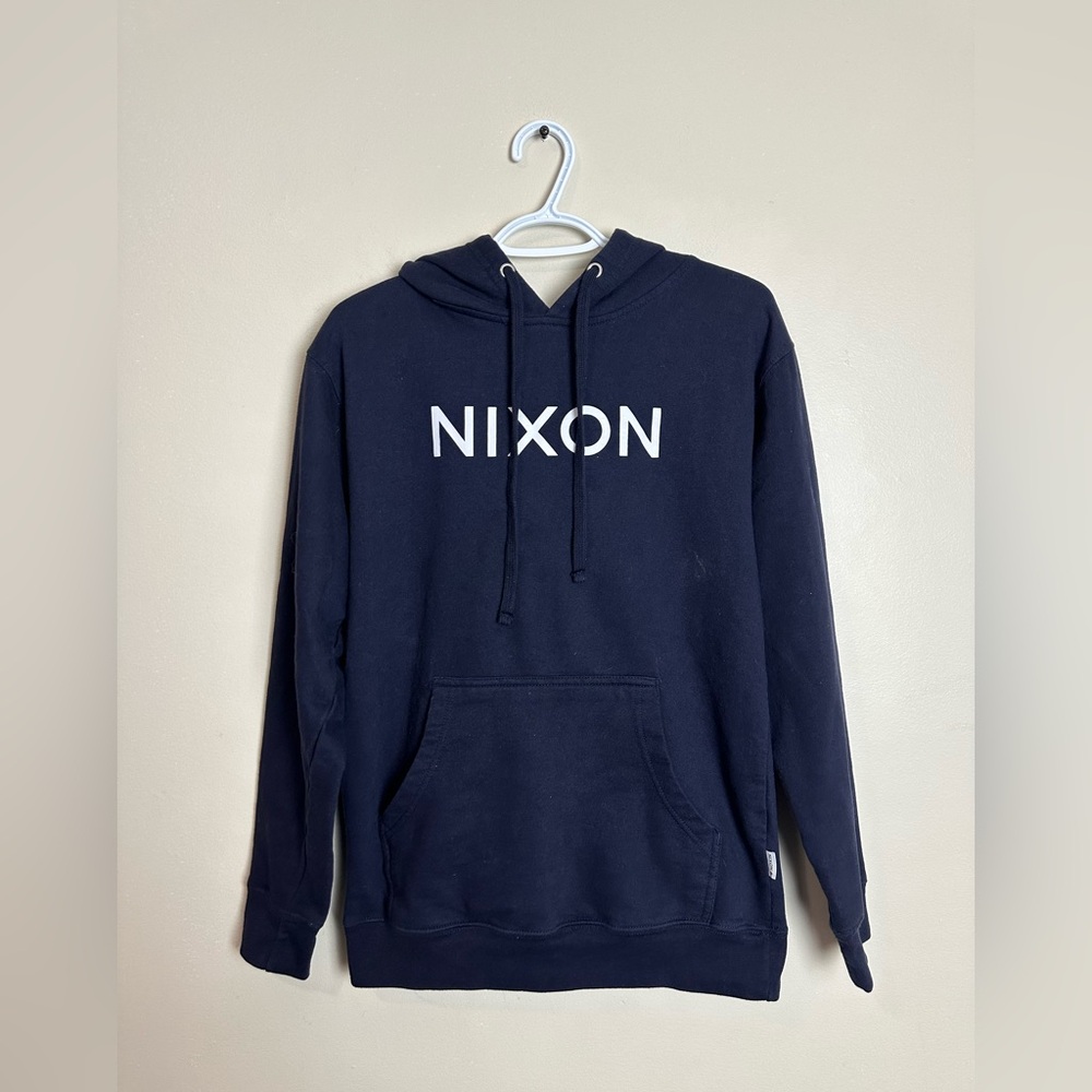 Nixon Men’s Deep Blue Hoodie Size S | Logo Pullover Sweatshirt